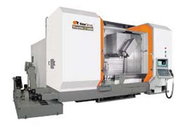 5-axis machining center with a rotary table embedded inside a 3.5 meter long fixed table